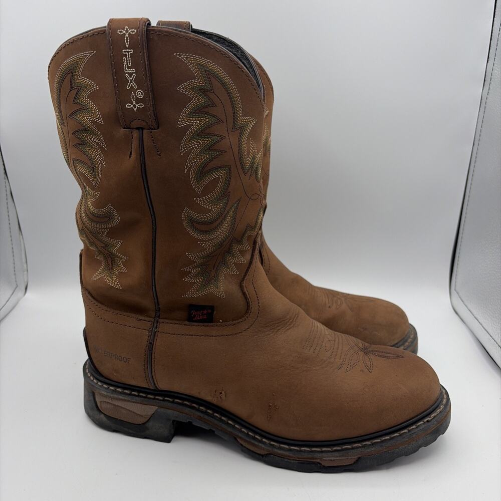 Tony Lama Harlington TLX Boots Mens Size 10.5 EE Tan Brown Pull On Work